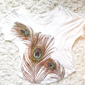 Forever 21 Peacock Feather Peasant Top